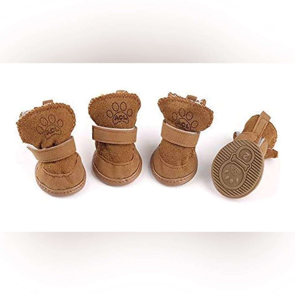 NEW Dog Shoes Hook Loop Closure Booties Pet Dog Shoes Boots 4Pcs #4